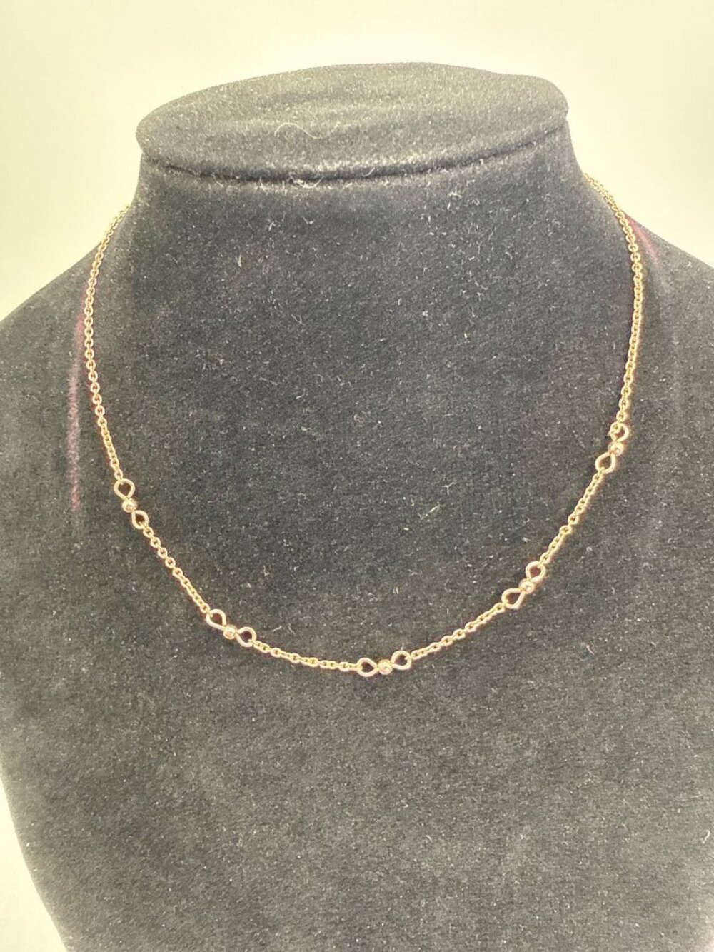Dainty Gold Tone Infinity Station Chain Necklace Coquette Aesthetic Fairycore